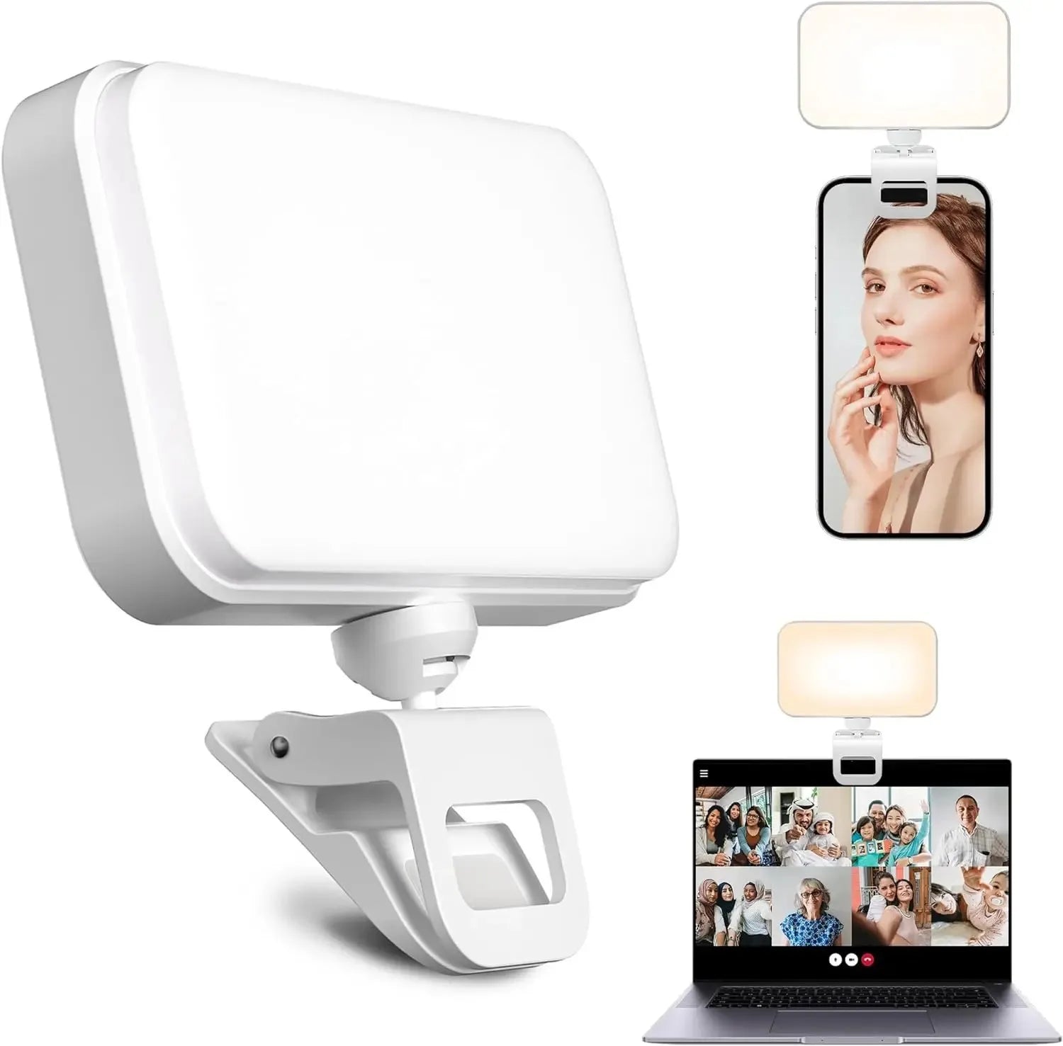 Mini Portable Fill Light LED Video Light Photography Lighting Cell Phone Selfie Livestreaming Fill Lamp Cold and Warm Vlog Lamp Oasis Select WHITE