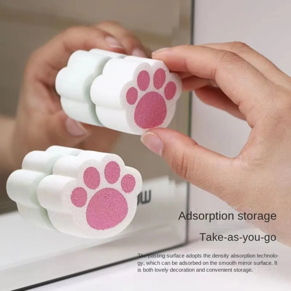Cute Cat's Paw Shaped Mirror Wipe Magic Sponge Glass Wipe Cleaning Scrubber Adhesive Bathroom Mirror Sponge Cleaner Oasis Select