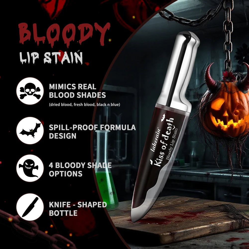 Lakerain Fake Bloody Lip Stain Gel-like Waterproof Spill-proof Long Lasting Matte Lip Tinting Halloween Party Lip Cosmetics Oasis Select