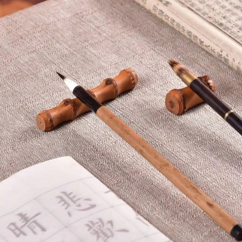 Natural Bamboo Root Brush Pen Holder Chinese Brush Pen Rest Stand Painting Calligraphy Pens Holder School Stationery Supplies Oasis Select