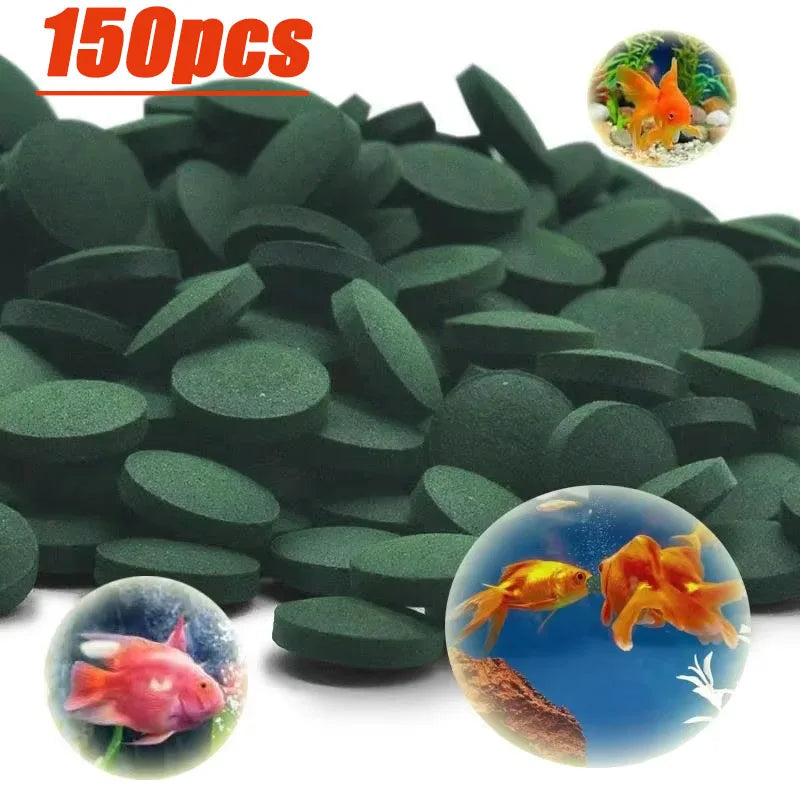 50/200/400/600PCS Spirulina Flakes Spirulina Catfish Tropical Veggie Algae Wafers Bulk Fish Food Feed Hot Oasis Select 150PCS