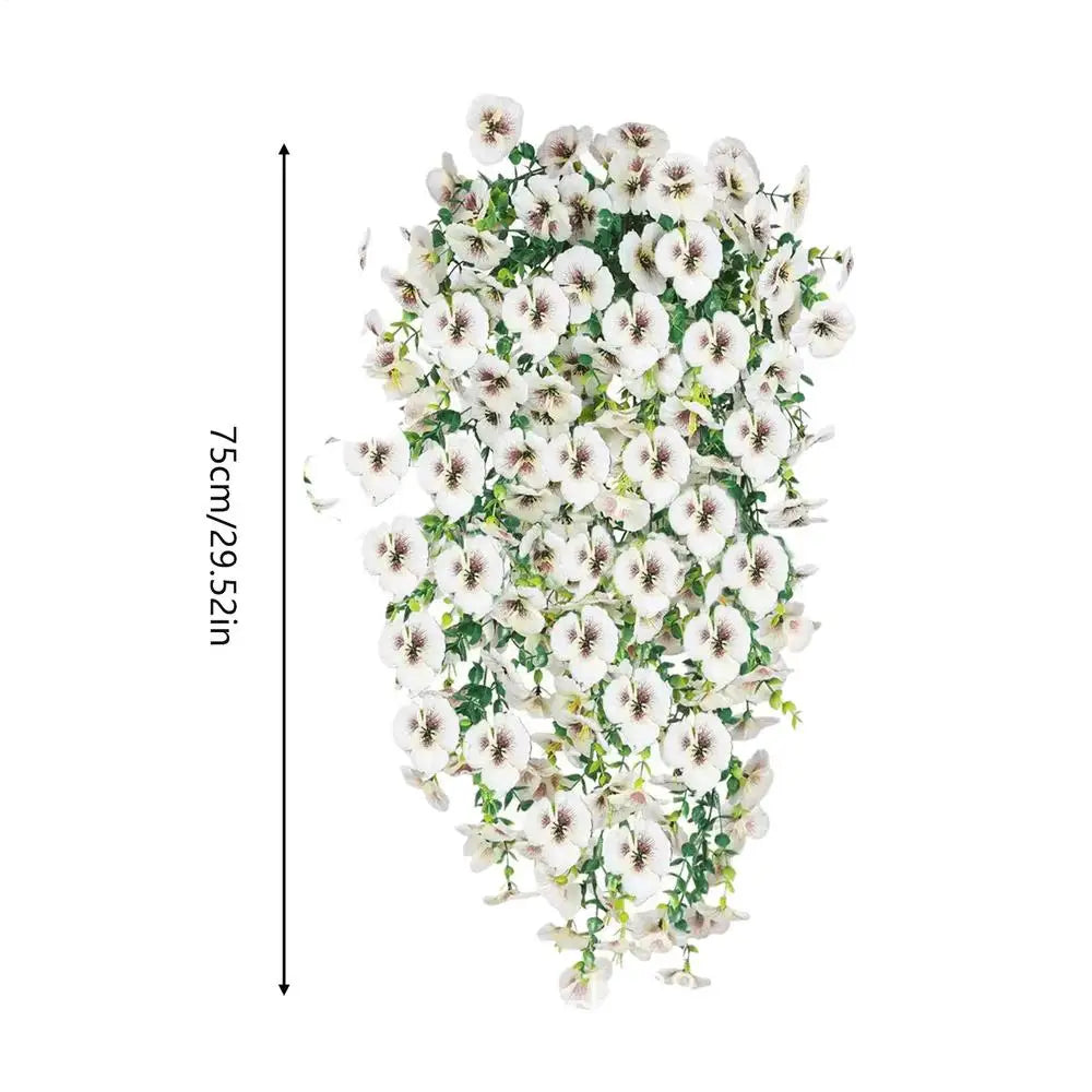 2Pcs Artificial Hanging Flowers Morning Glory Wall Hanging Faux Violet Plants Hanging Flowers Vines For Home Garden Decor Oasis Select White