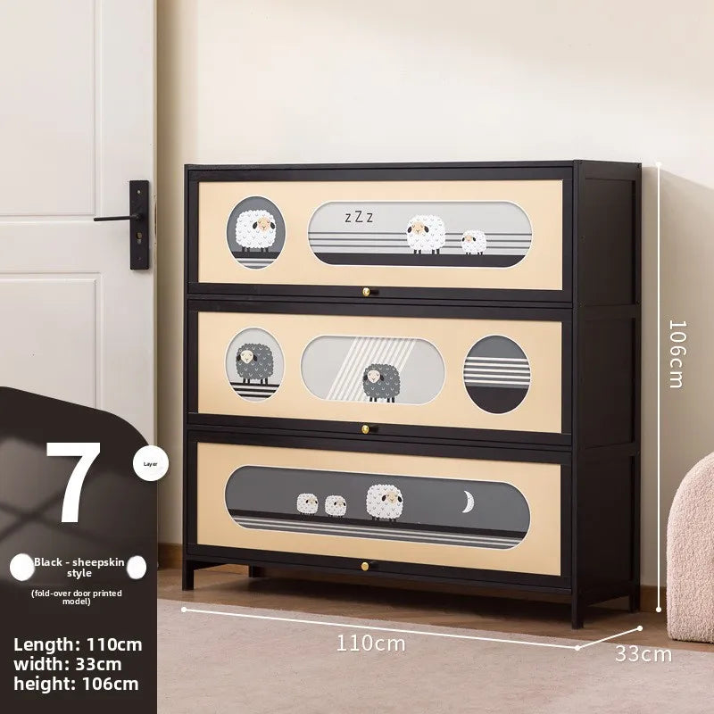 Multi-layer shoe rack outside the door of the home, artifact, large shoe cabinet, indoor corridor bamboo simple shoe cabinet Oasis Select 7th floor 110cm