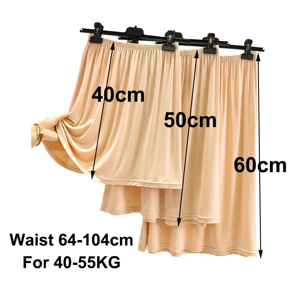 Fashion High Waist Underskirt Elastic Anti-glare Half Length Skirt Anti-Penetrating Pure Color Half Slips Dress for Women Oasis Select