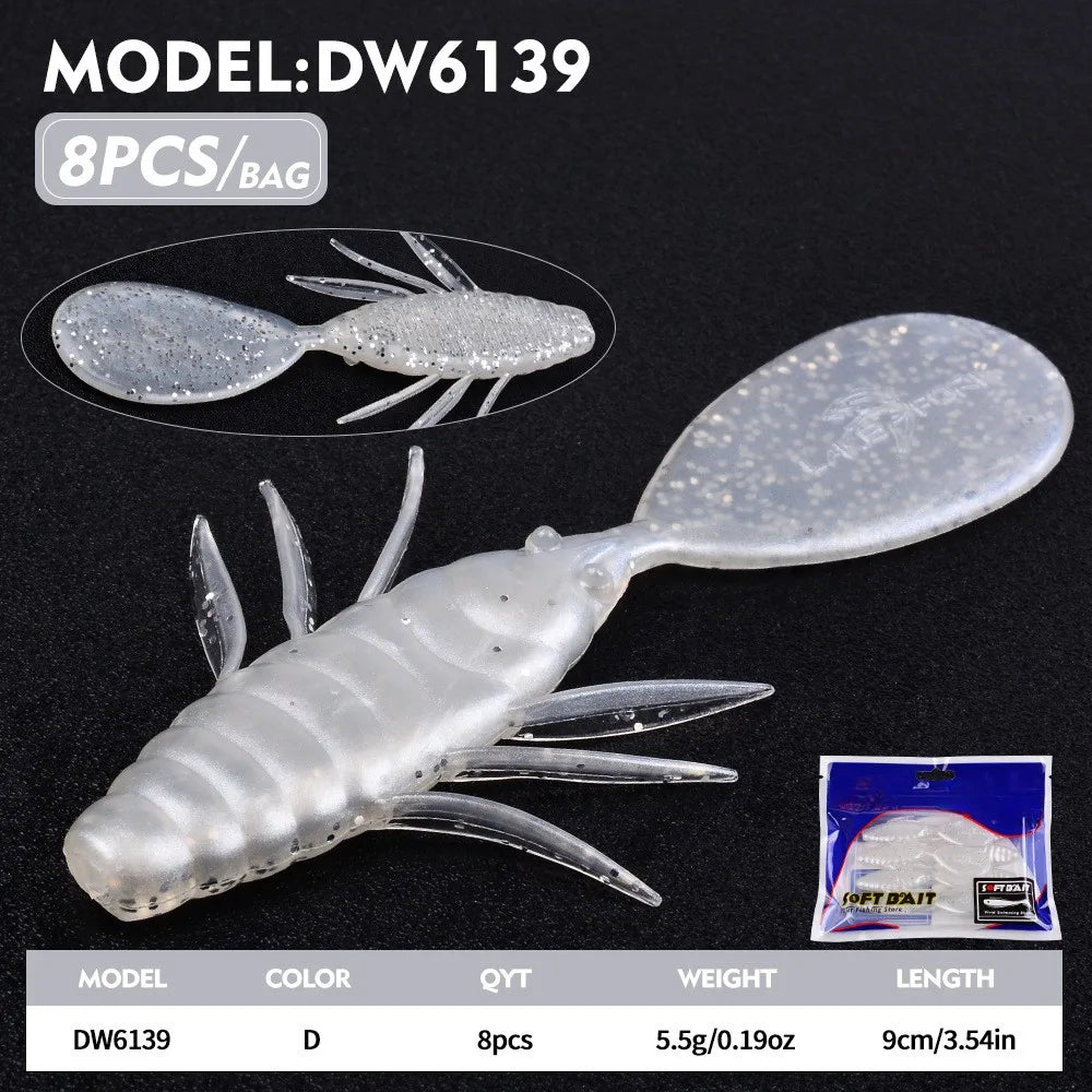8PCS Soft Plastic Fishing Lure 9cm Paddle Tail Swim Bait For Bass Trout Perch For Predator Fish Oasis Select Color D
