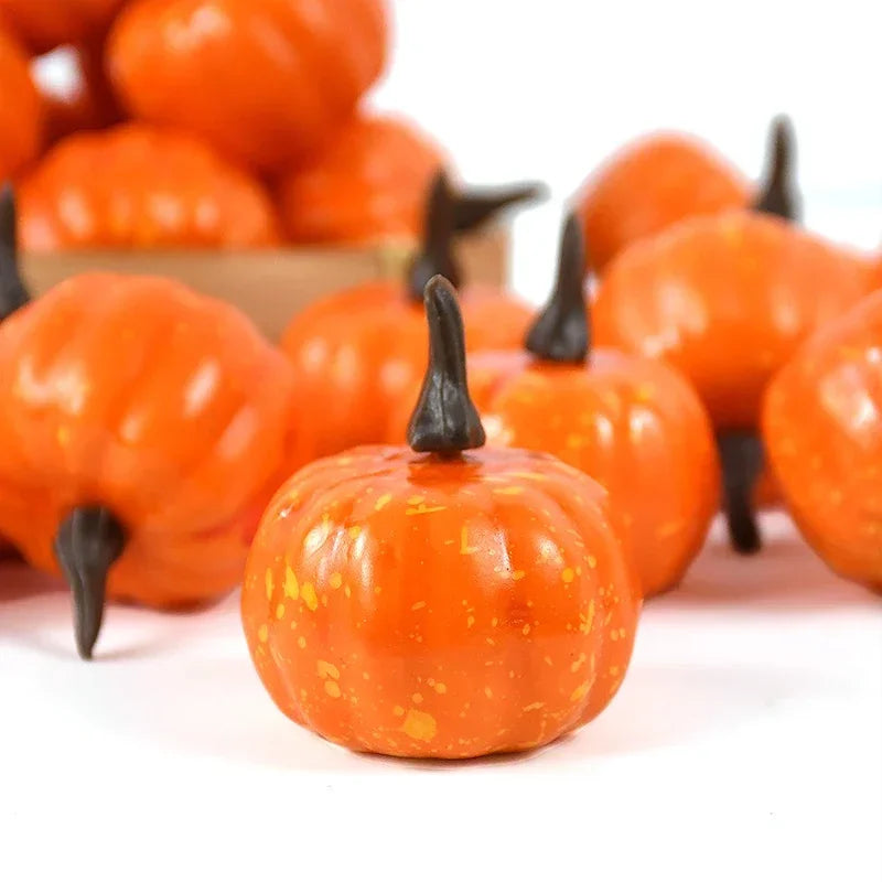 12/24/48Pcs Mini Artificial Pumpkin Happy DIY Halloween Fake Simulation Vegetabl Decoration for Home Halloween Props Crafts Oasis Select