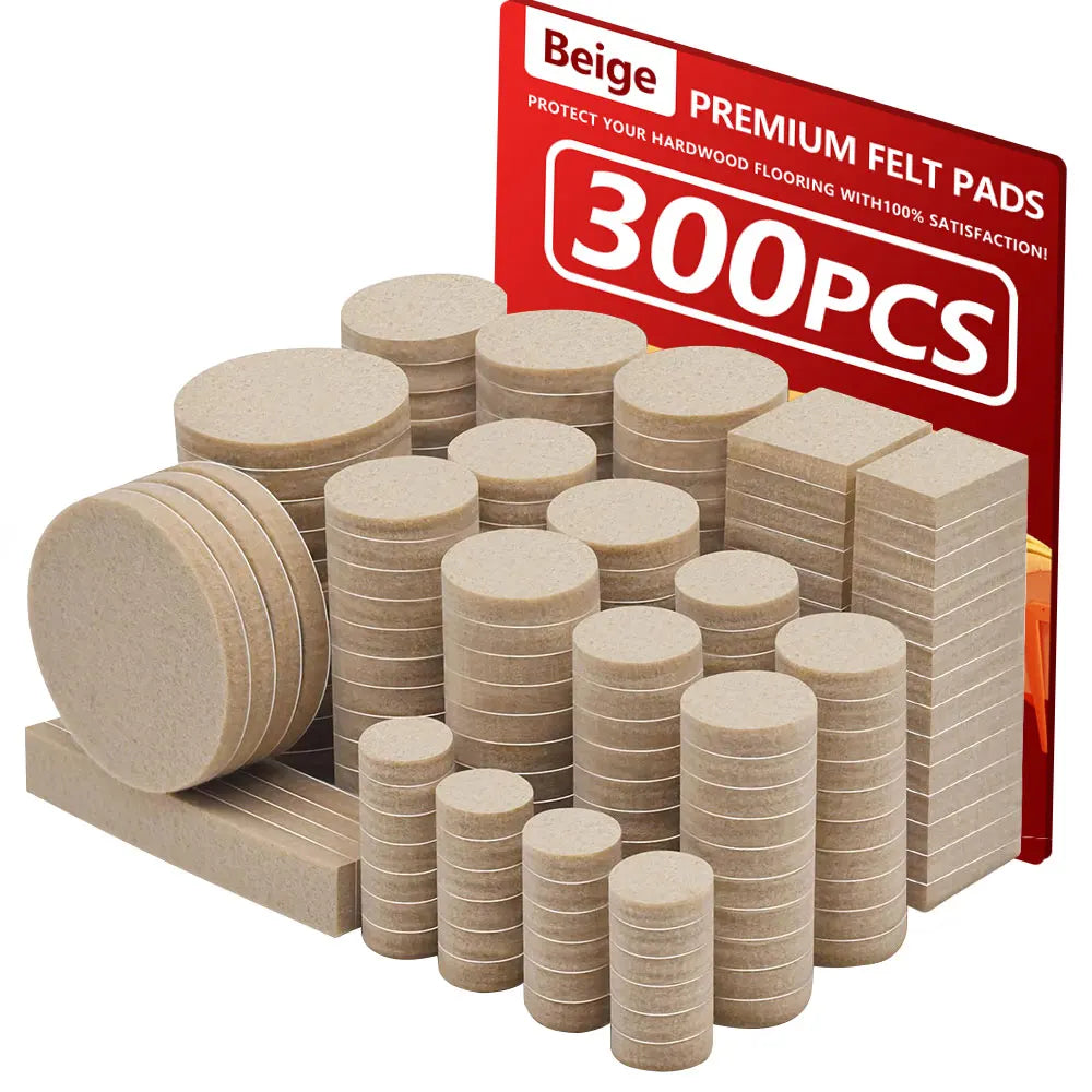 300PCS Value Pack Felt Chair Leg Pads Various Sizes Self Adhesive Furniture Protectors for Hardwood Floor Oasis Select Beige China Mainland 300 Pcs