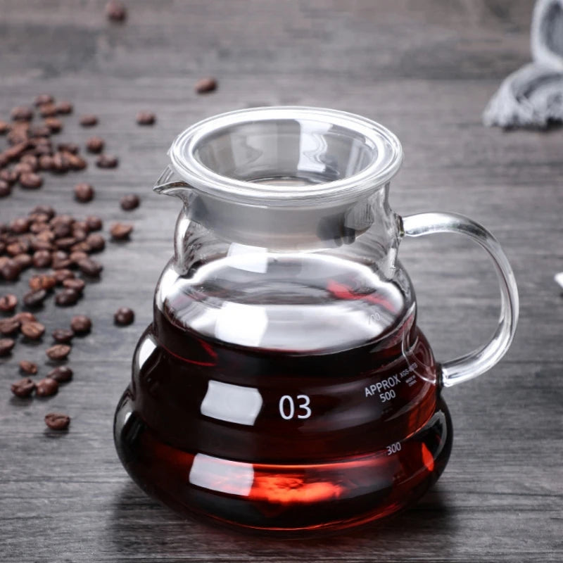 360/600/800ml Heat Resistant Coffee Pot Clear Glass Kettle Sharing Pot with Lids, Pour Over Coffee Espresso Maker Accessories Oasis Select