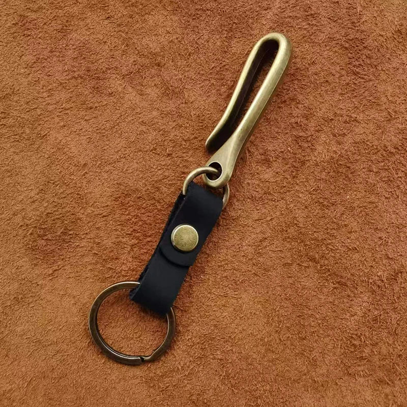 Vintage Leather Keychain Bag Accessories High Quality Cowhide Men's Car Keychain Fashion U-shaped Waist Hook Decorative Gift Oasis Select 02