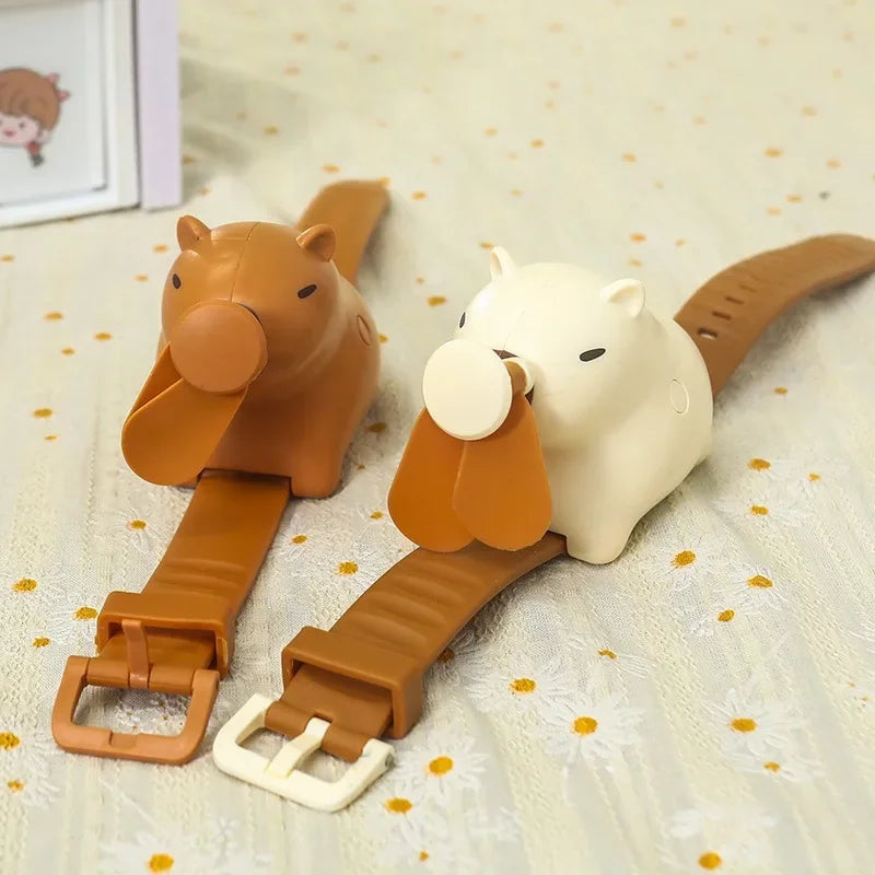 1-10PCS Cute Capybara Wrist Fan Portable Handheld Fan USB Rechargeable Silent Wearable Watch Style Cooling Gadget for Summer Oasis Select