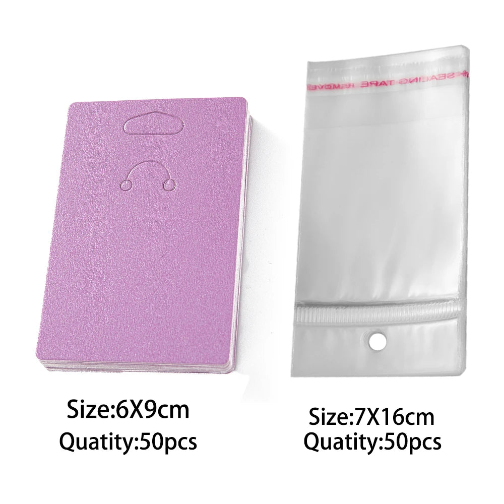 100pcs 6x9cm Keychain Display Card Packaging with Self-Sealing Bags For Bracelet Jewelry Wrapper Display Small Business Supplies Oasis Select Purple