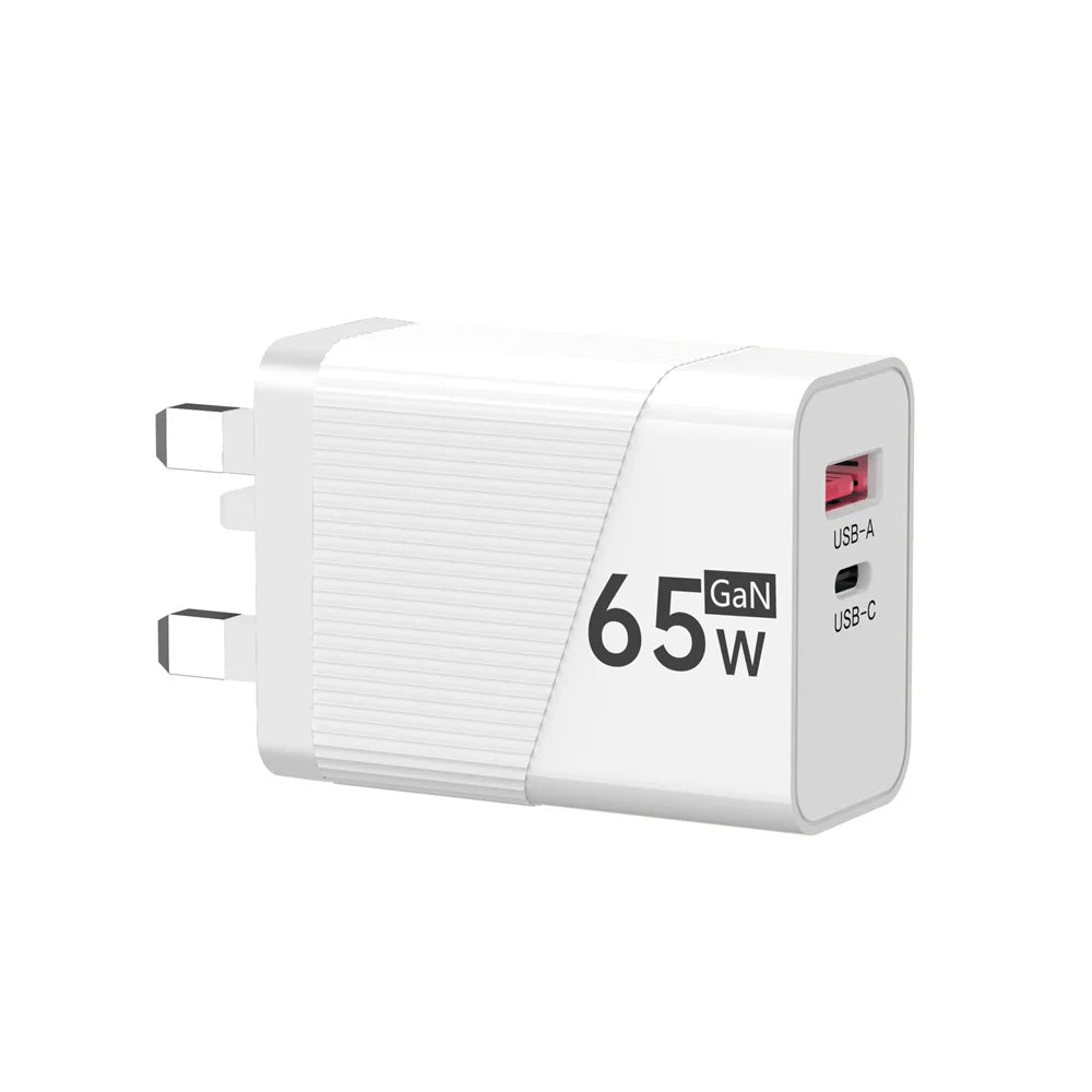 PD 65W USB C Charger GaN Fast Charging Wall Charger For iPhone Samsung Xiaomi Quick Charge EU/US/UK Plug Phone Charger Adapter Oasis Select UK White