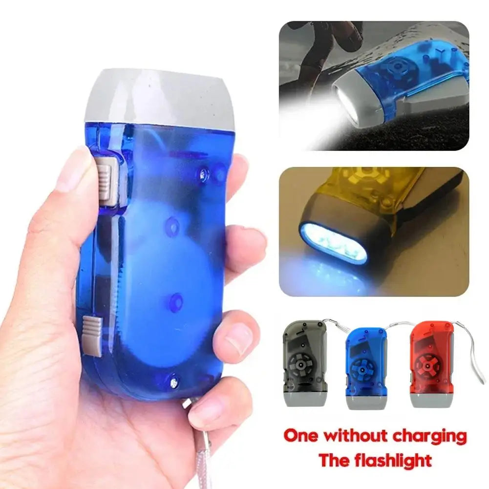 3 LED Dynamo Flashlight Pressing Hand-cranked Power Emergency Flashlight Mini LED Camping Lamp For Outdoor Home Oasis Select