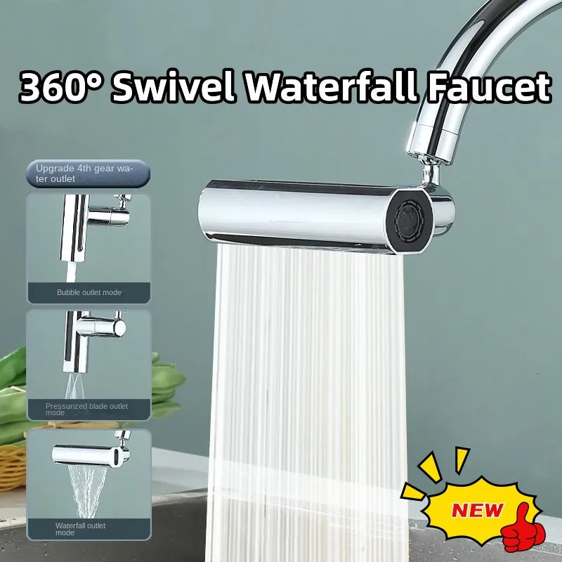Pressurized Kitchen Sink Waterfall Faucet Bubbler Splash-proof 4 Modes Spout Bathroom Basin Tap Extender Water Saving Adapter Oasis Select