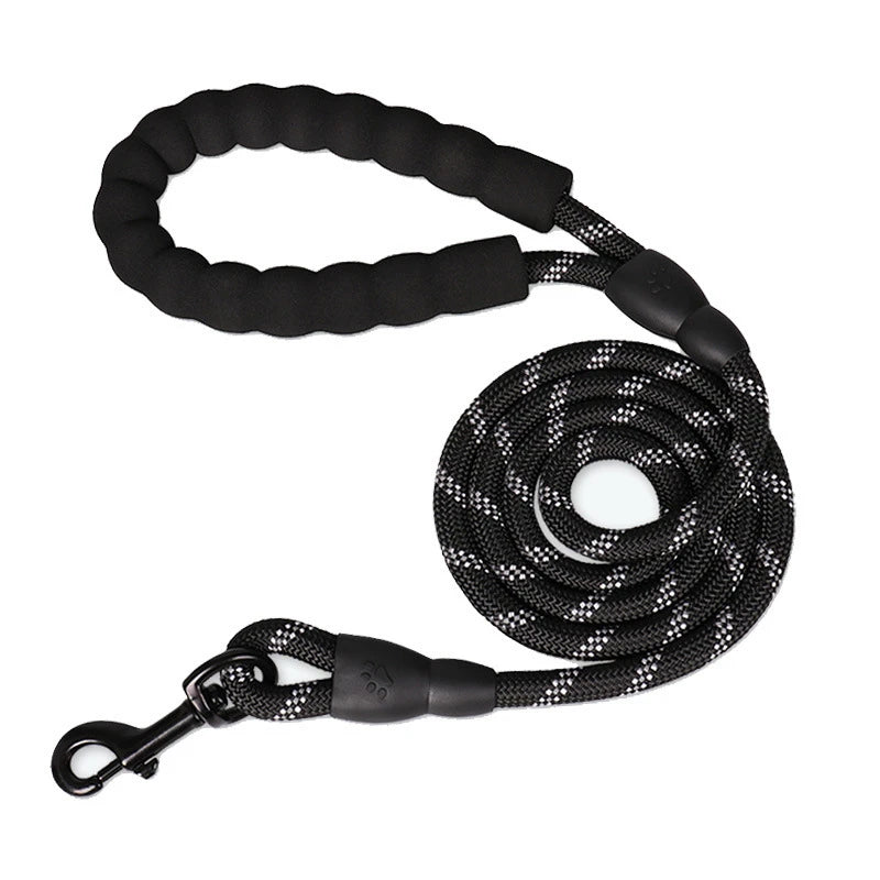 3m Pet Reflective Nylon Tow Rope Non Slip Foam Handle Pet Adjustable Towing Ropes Large Middle Small Dogs Outdoors Pet Supplies Oasis Select Black