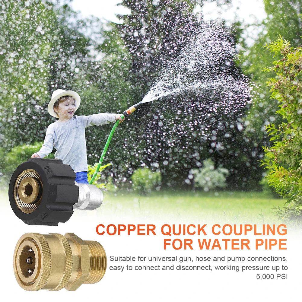 High Pressure Quick Connector Brass M22 Washer Adapter 1/4 Inch Garden Irrigation Connector for Pressure Wash Gun for Water Pipe Oasis Select