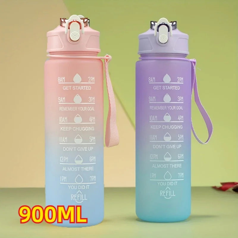 1-3PCS Sports Water Bottle for Running Drinking Bottle 2L Motivational with Time Marker Stickers Portable Reusable Plastic Cups Oasis Select 2pcs-pink-purple Select style