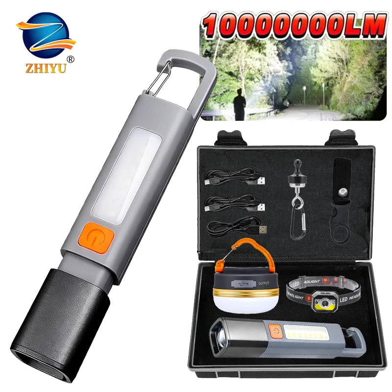 Zoomable XPE COB LED Flashlight | IPX7 Waterproof Rechargeable