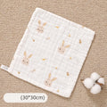 Baby Cotton Muslin Towel Bib Newborn Ultra-Soft Cotton Square Towel Baby-Specific Face Wash Towel Gauze Towel for Children Oasis Select Rabbit-30x30cm