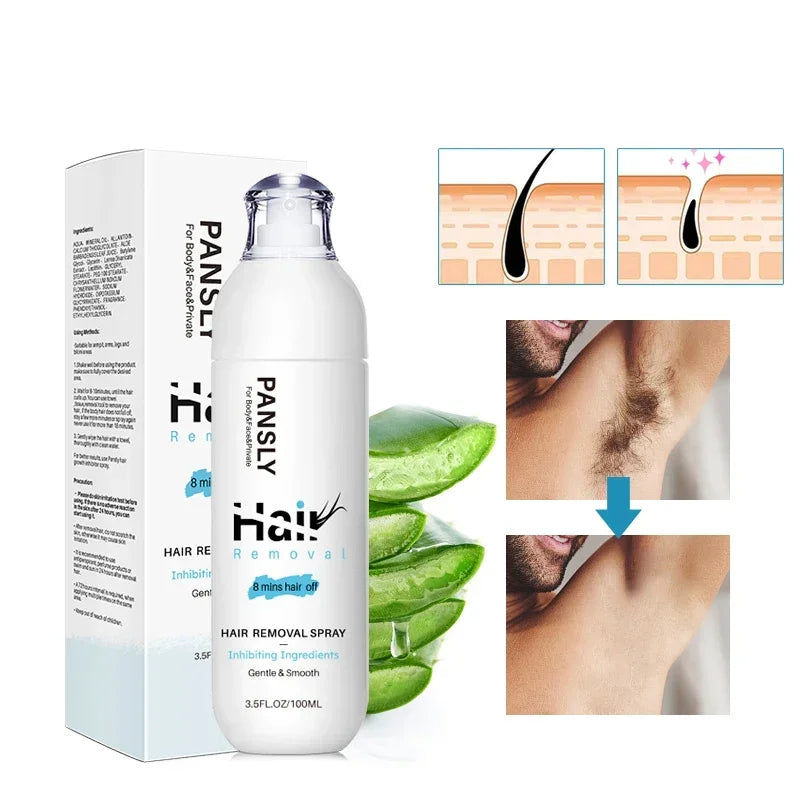 PANSLY 2-in-1 Painless Hair Removal Spray – Pubic & Bikini Hair Removal Spray Oasis Select