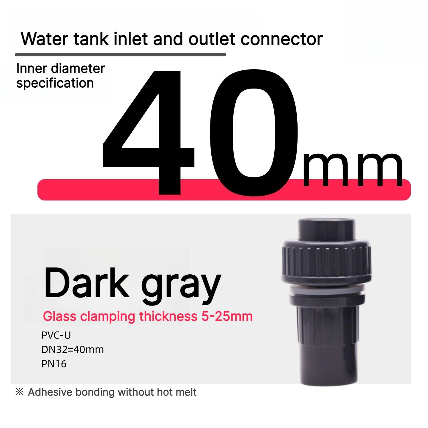 20/25/32/40mm Fish Tank Water Pipe Plastic PVC Black Tube Fittings Joint Duck Bill Outlet Aquarium Accessories Water Inlet Pipes Oasis Select Inner diameter 40mm