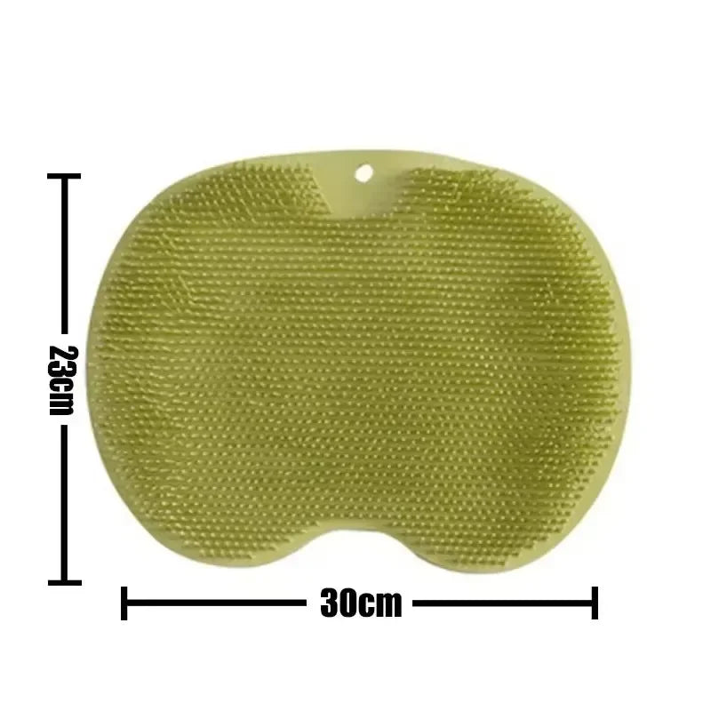Body Shower Foot Scrubber Brush Wash The Body Cleanser Silicone Sponge Bath Massage Mat Back Brush Wall Mounted with Suction Cup Oasis Select green pad