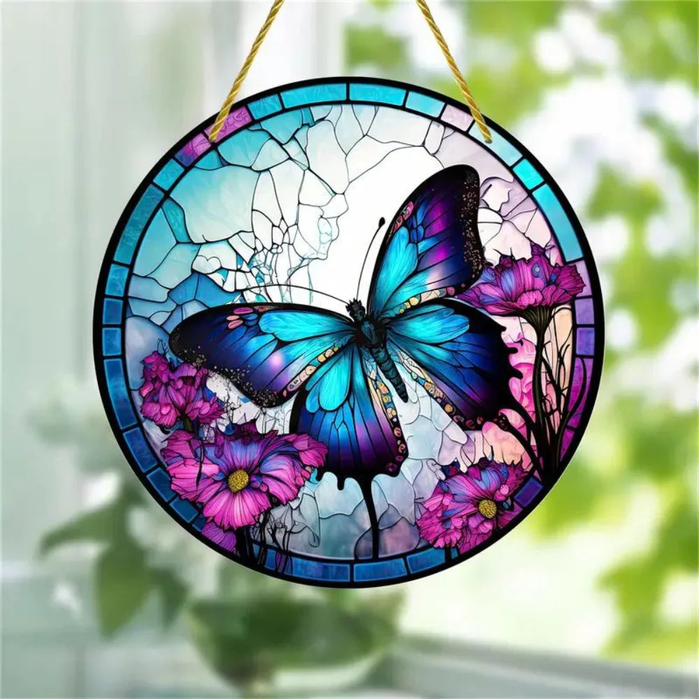 2025 Circular Acrylic Painting Creative Butterfly Theme Home Wall Decoration Hanging Painting Living Room Bedroom Mural Painting Oasis Select 2
