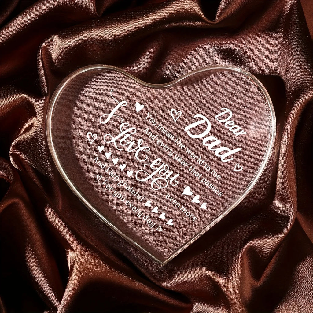 Heart-shaped Transparent Acrylic Decoration Birthday Gift Family Souvenir Father's Day Mother's Day Gift for Valentine's Day Oasis Select