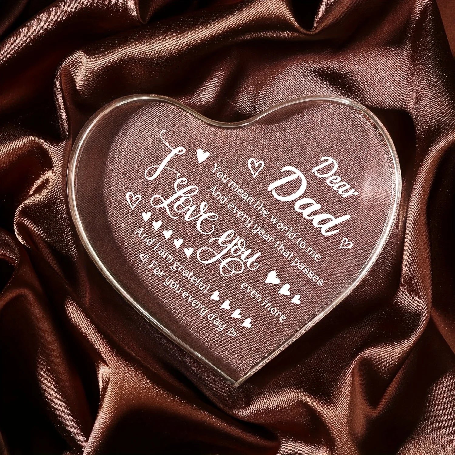 Heart-shaped Transparent Acrylic Decoration Birthday Gift Family Souvenir Father's Day Mother's Day Gift for Valentine's Day Oasis Select
