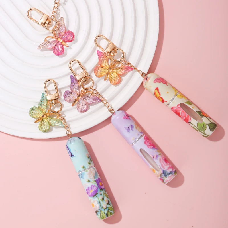 Butterfly Perfume Keychain Set, Refillable Travel Bottles 5ML Capacity, Leak-Proof Portable Scent Dispenser, Pack of 5 Oasis Select