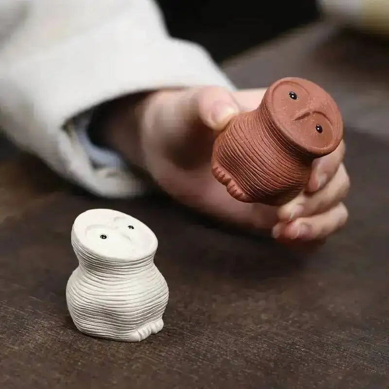 Yixing Zisha Tea Pet Owl Ornament Creative Handmade Sculpture Bird Tea play Tea Ceremony Accessories Ceramic Чаепитие Oasis Select