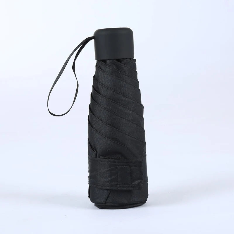 Mini Ultralight Pocket Women's Small Windproof Folding Umbrella Travel Compact Rain Men's Umbrella Sunscreen Umbrella Outdoor Um Oasis Select Black-1pcs 6K