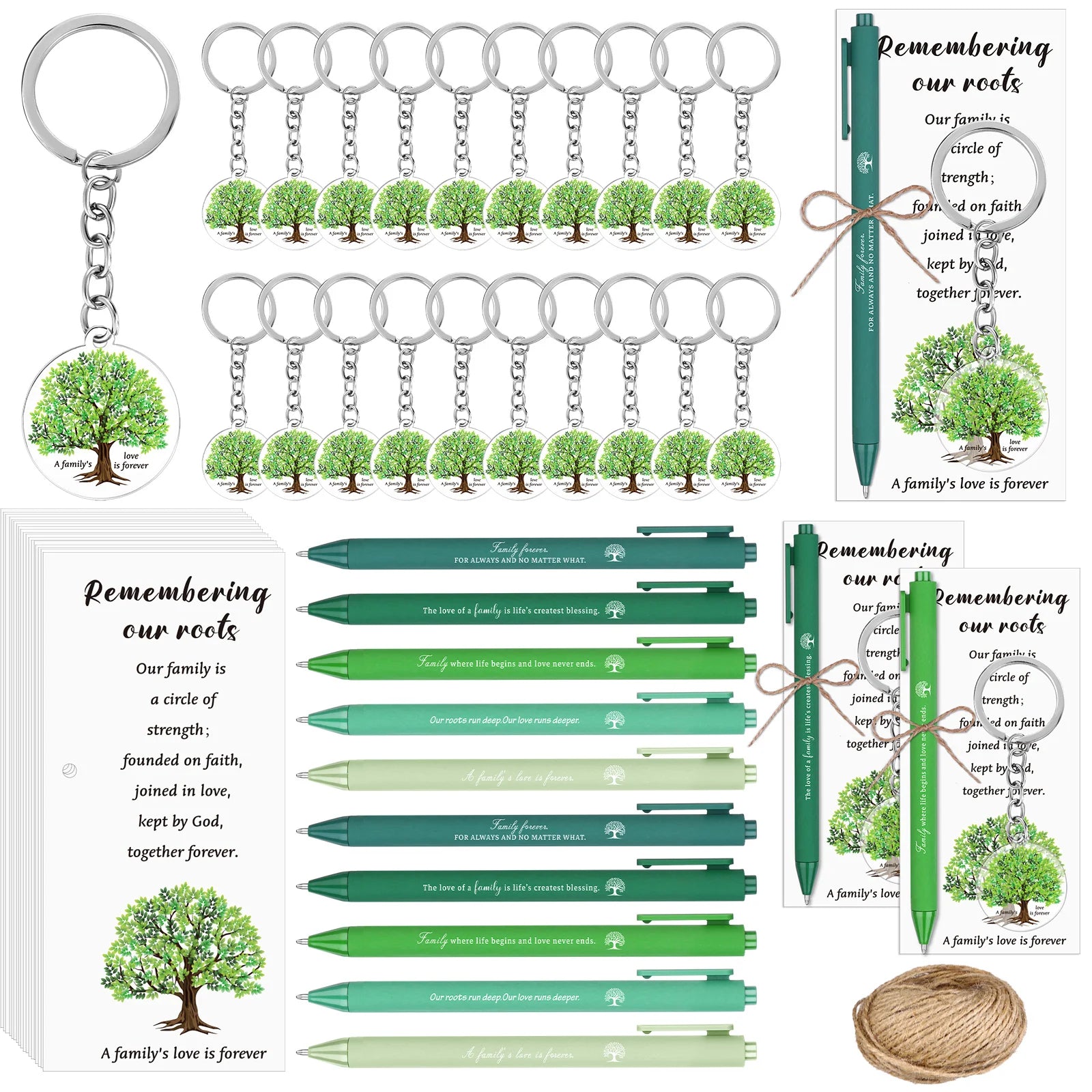 50 Sets Family Reunion Gifts Ballpoint Pens with Family's Love Keychain Remembering Our Roots Bookmarks Rope for Families Oasis Select
