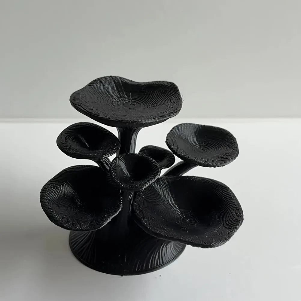 3D Mushroom-Shaped Jewelry Display Stand Necklaces Bracelets Earrings Tray Black Plastic Tabletop Decorative Accessory Tray Oasis Select