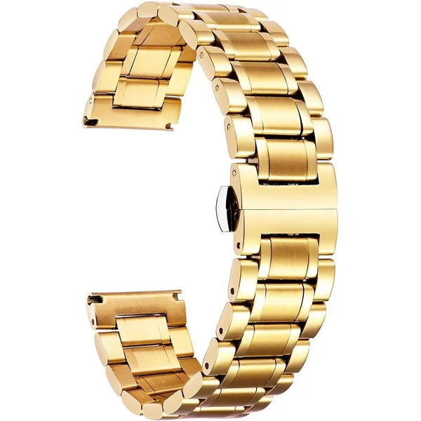 New Stainless Steel Five Bead Watch Strap 18mm 20mm 22mm Double Press Butterfly Buckle Straps Universal Watchband For Huawei GT4 Oasis Select 5ROW-GDM 18mm