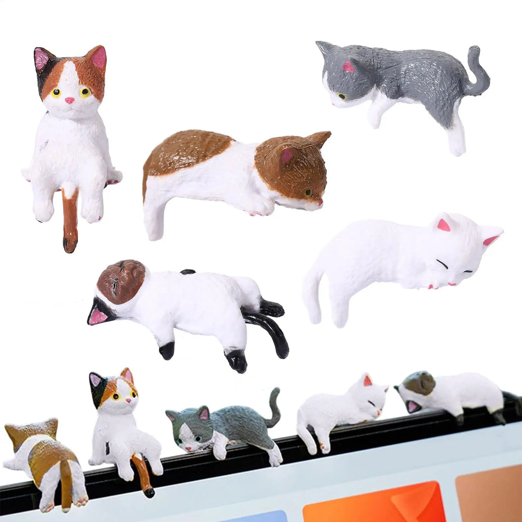 Cat Figure 5Pcs Mini Cute Cat Ornaments Kitten Figurines for Gift Home Decor Car Interior Desktop Model Garden Accessories Oasis Select