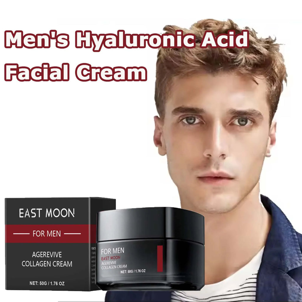 Men's Hyaluronic Acid Facial Cream Hydrating Tightening Brightening Collagen Tender Skin Non-Greasy Day/Night Care Moisturizer Oasis Select