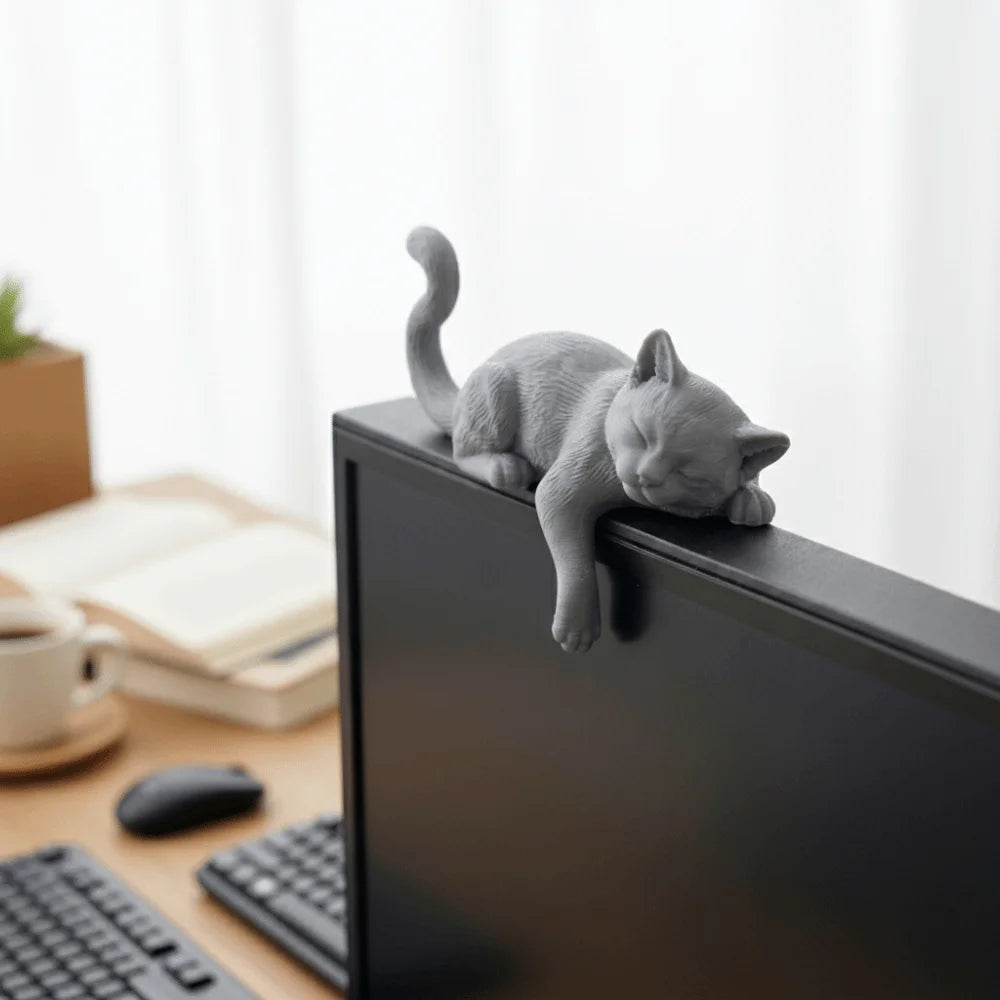 3D Printed Sleeping Cat Desk Ornament | Cute Cat Statue