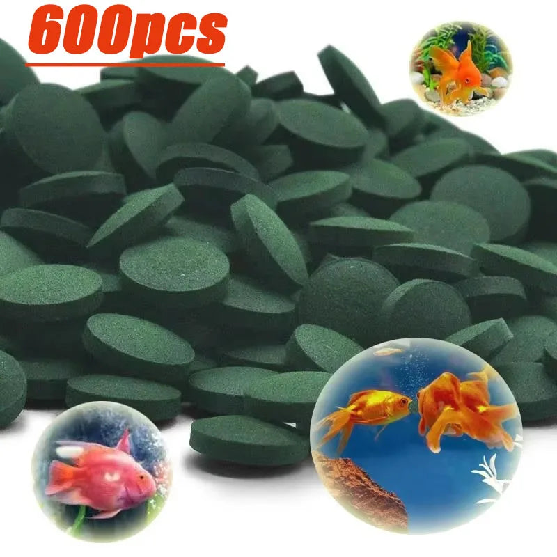 50/200/400/600PCS Spirulina Flakes Spirulina Catfish Tropical Veggie Algae Wafers Bulk Fish Food Feed Hot Oasis Select 600PCS