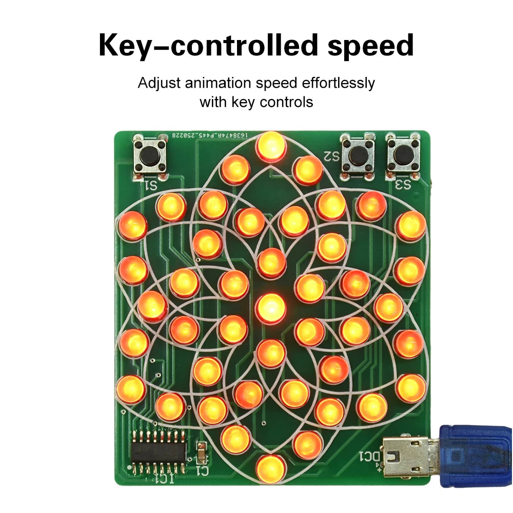 DIY Electronic Kit 43 LED Pattern Module Windmill Flowing Light Board Soldering Project Practice Set for Skills Training Oasis Select