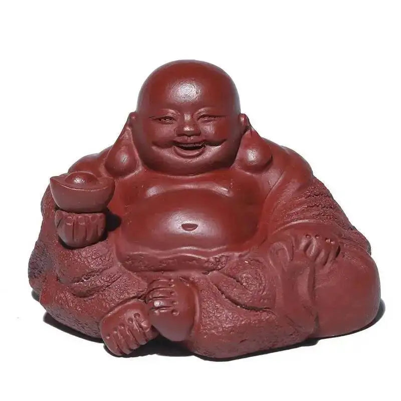 Yixing Zisha Tea Pet Buddha Figurine Dahongpao Maitreya Buddha Rulai Sculpture Tea Set Creative Model Can Raise Tea Pet Oasis Select Yuanbao Buddha