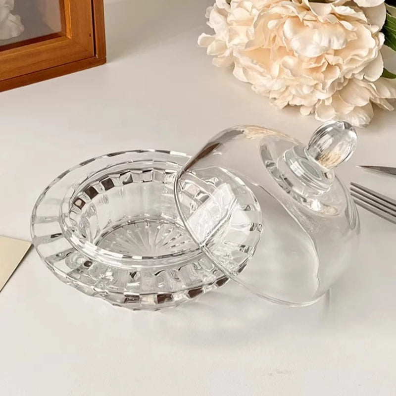 1pcs Chinese Bird's Nest Bowl White Fungus Cup Glass Belt Cover Transparent Delicate High Grade Fruit Dim Sum Dessert Soup Cup Oasis Select