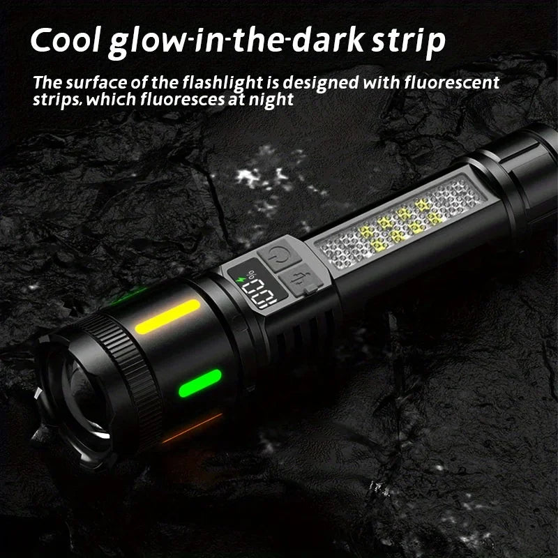 High Power LED Flashlight Telescopic Zoom Torch Type-C USB Rechargeable Flashlights Super Bright Emergency Light Oasis Select