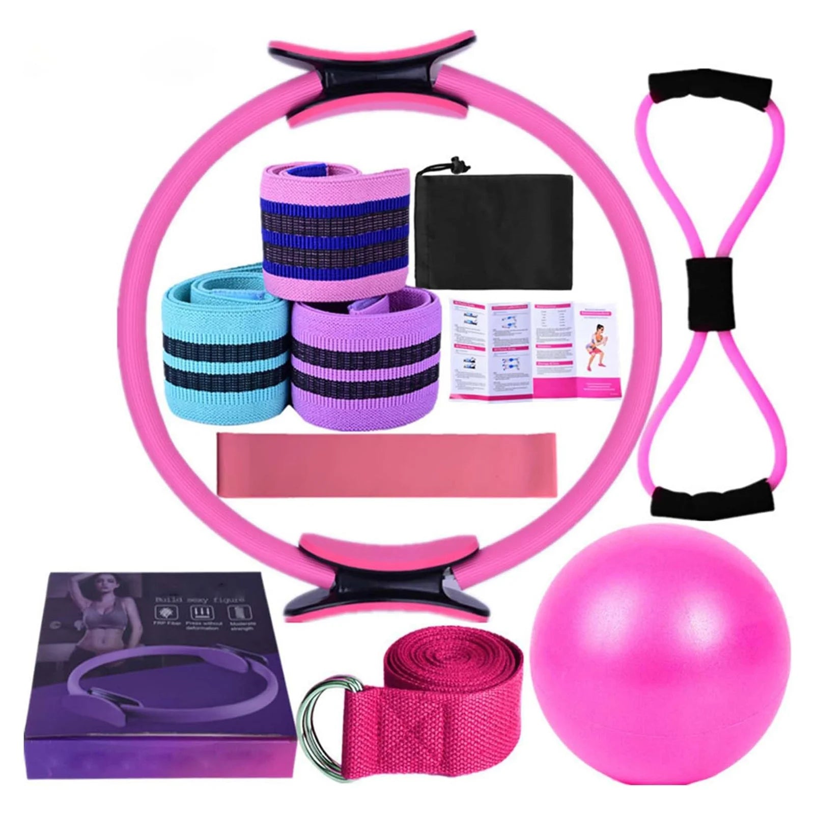 11-Piece Yoga & Pilates Set – Rings, Ball & Resistance Bands