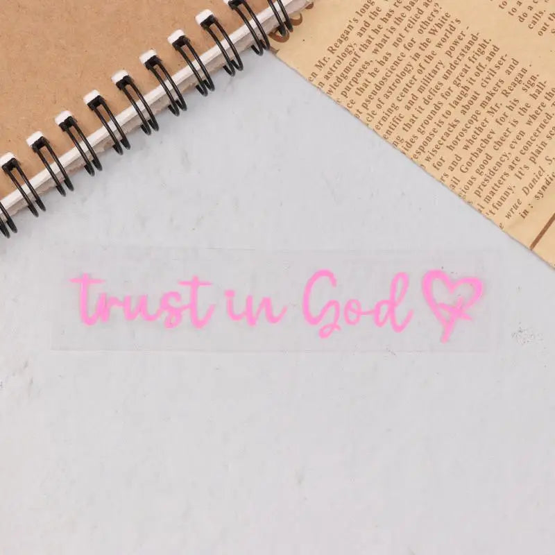 Trust In God Heart Car Rear View Mirror Sticker Decal Faith Bible Verse Christian Church Auto Vehicle Bumper Decor Oasis Select Pink