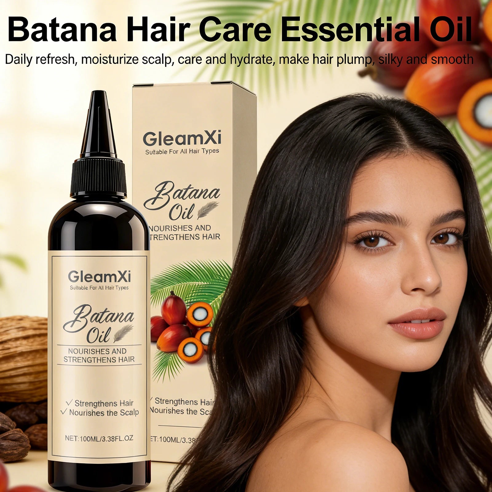 Batana Hair Care Essential Oil Reduce Hair Loss Strengthen Hair Nourish Scalp Anti Hair Frizz Increase Hair Elasticity Hair Care Oasis Select