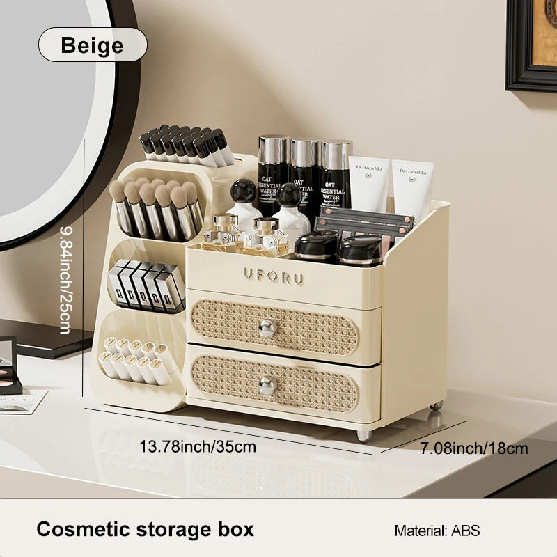 UFORU Makeup Organizer For Vanity, Countertop Organizer With Drawers, Spacious Cosmetic Display Case for Beauty Essential, Skinc Oasis Select Beige