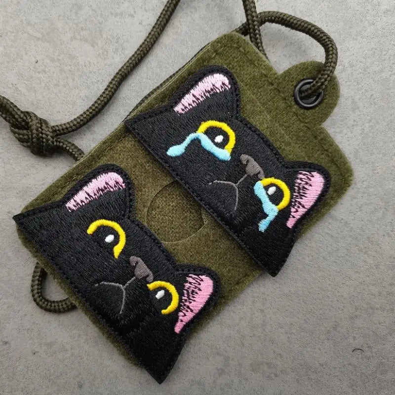 Cute Lovely Black Cat Patch – Peeping & Crying Cat Embroidered Patch Kitten Iron-on Sew For Clothing, Bags, Accessories Oasis Select