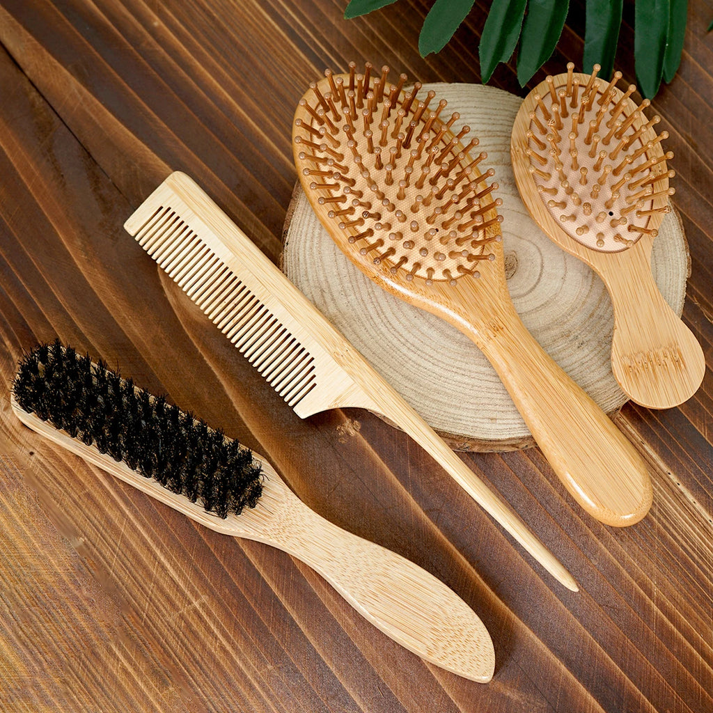 Professional Hair Brush & Wooden Comb – Boar Bristle & Bamboo Hair Brush & Comb Oasis Select