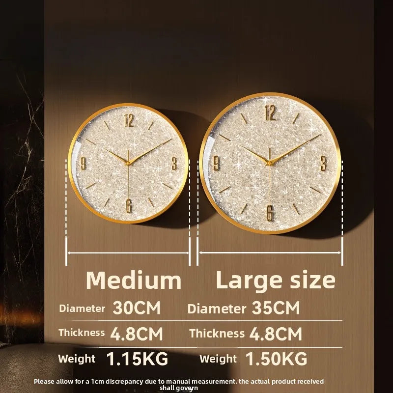 Gold Frame Shiny Dial Wall Clock Modern and Simple Home Decoration Fashionable Living Room Home Clock Decor Oasis Select